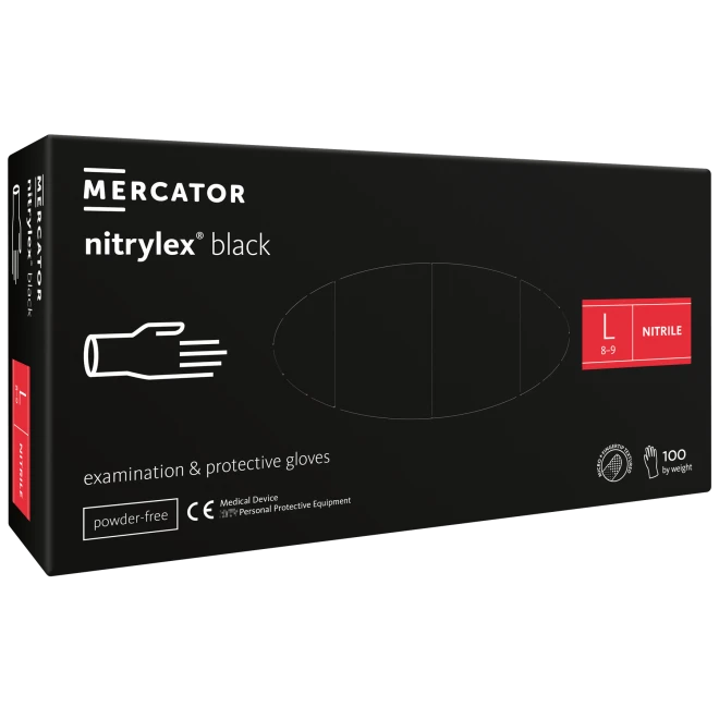 Нітрилові рукавиці без пудри Nitrylex Black Protective Gloves розмір L