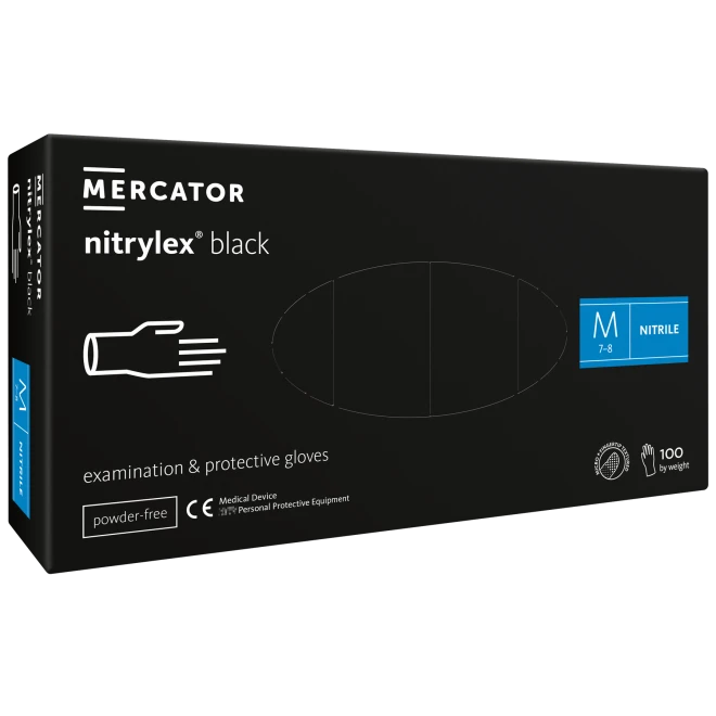 Нітрилові рукавиці без пудри Nitrylex Black Protective Gloves розмір M