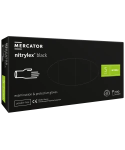 Нітрилові рукавиці без пудри Nitrylex Black Protective Gloves розмір S