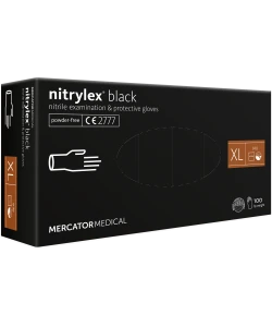 Нітрилові рукавиці без пудри Nitrylex Black Protective Gloves розмір XL