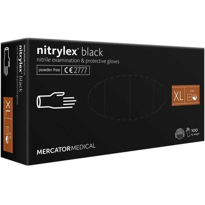 Нітрилові рукавиці без пудри Nitrylex Black Protective Gloves розмір XL