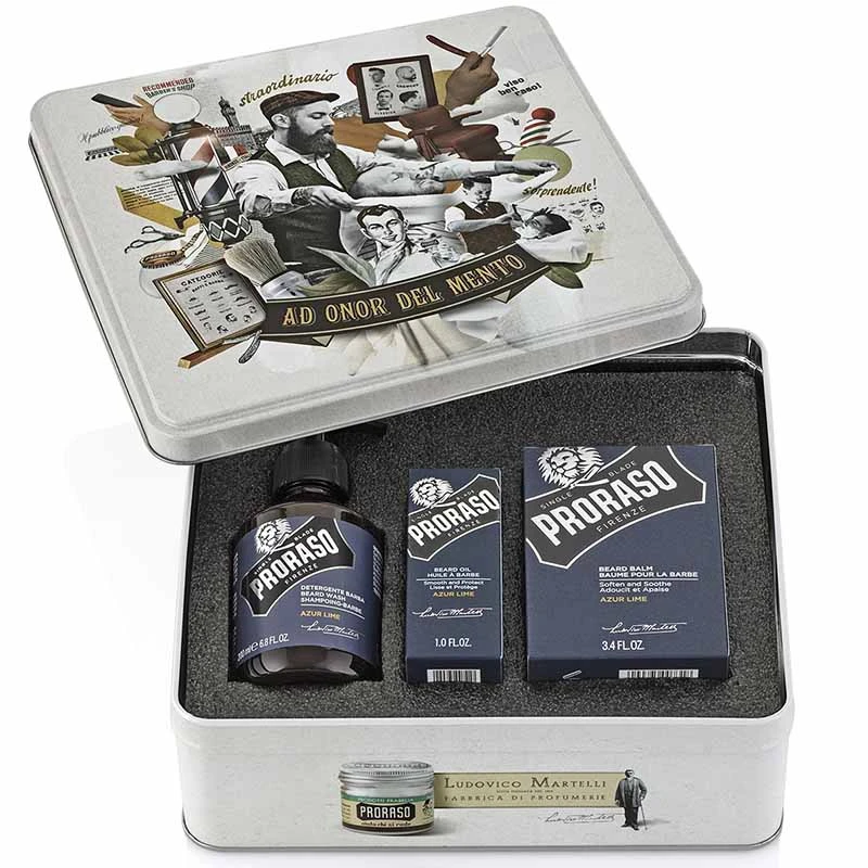 Набір Для Бороди Proraso Metal Box Beard Care Azur Lime Gift Set